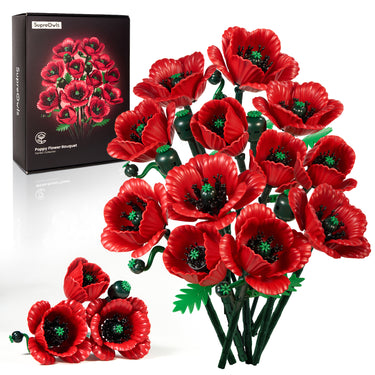 Red Poppy Flower Bouquet Building Set
