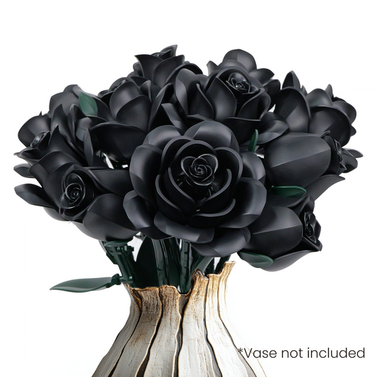 Black Roses Bouquet Building Block Set
