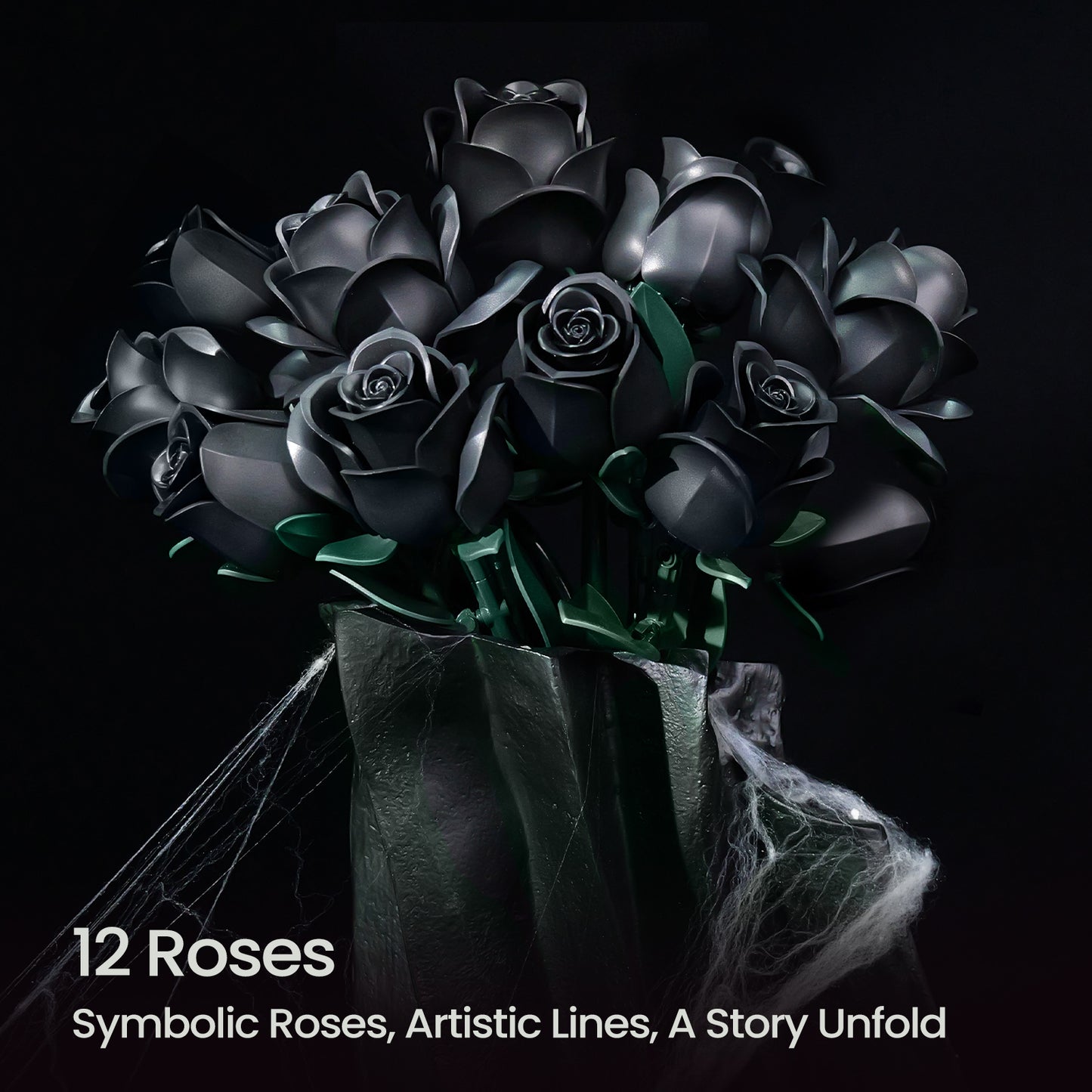 Black Roses Bouquet Building Block Set