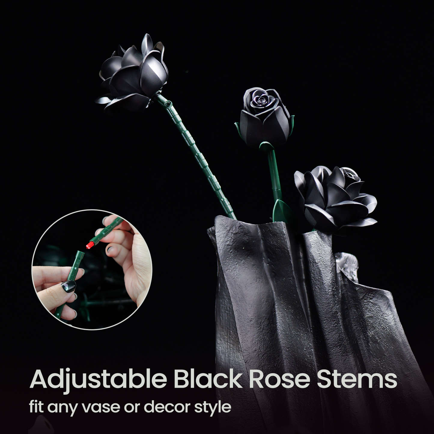 Black Roses Bouquet Building Block Set