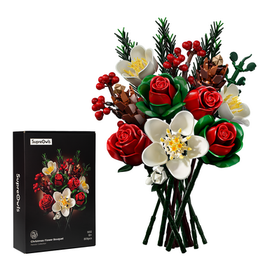 Christmas Rose Brick Bouquet Building Block Set for Home Decor