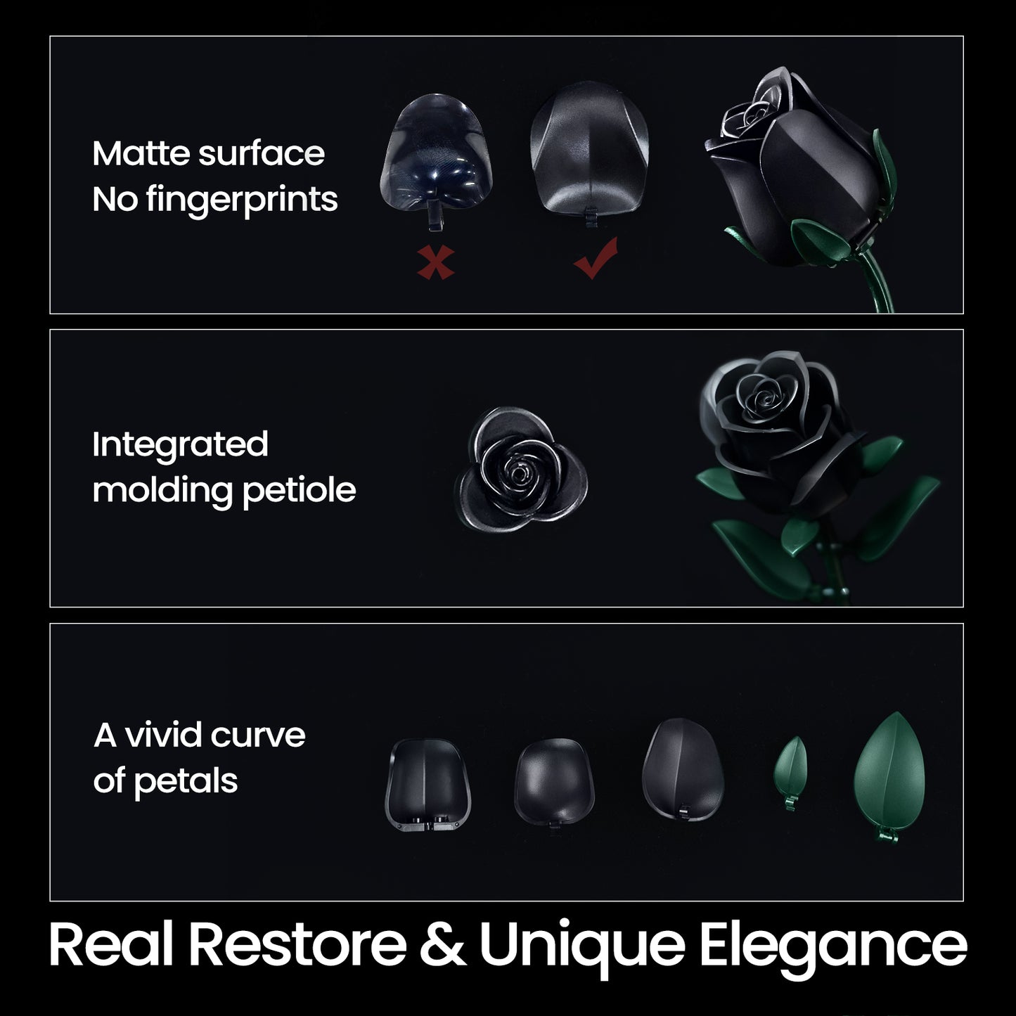 Three Black Roses Building Block Set