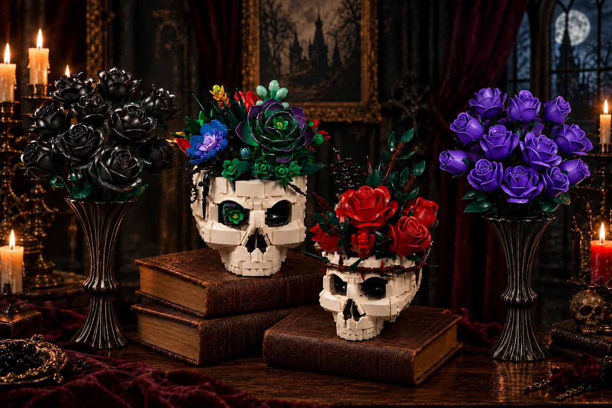 How to Pair Gothic Brick Botanicals: Black Roses and a Skull Duo