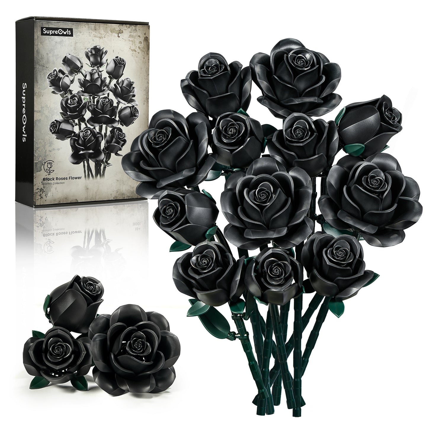 Black Roses Bouquet Building Block Set