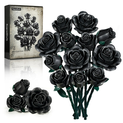 Black Roses Bouquet Building Block Set