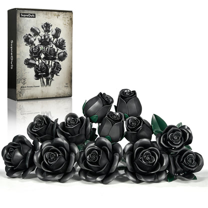Black Roses Bouquet Building Block Set