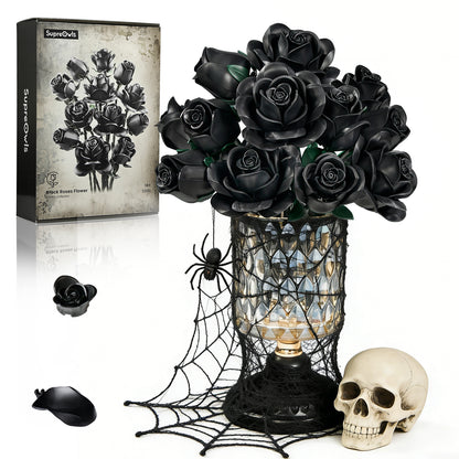 Black Roses Bouquet Building Block Set