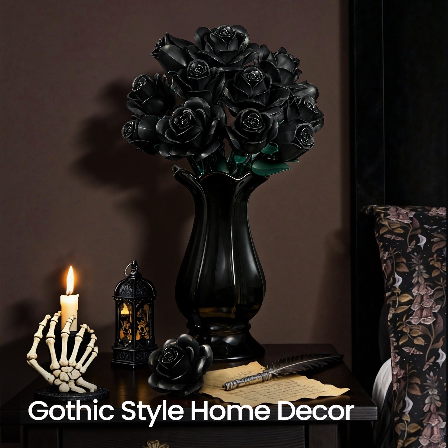 Black Roses Bouquet Building Block Set