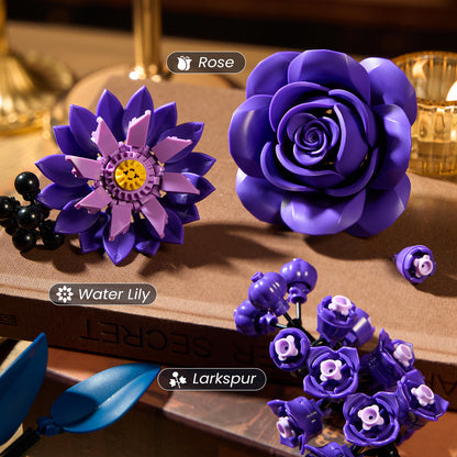 Purple Roses Bouquet Building Block Set