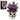 Gothic Skull Floral Bouquet building set with a white skull, purple and red flowers, green leaves and curved white horns, shown beside the product box
