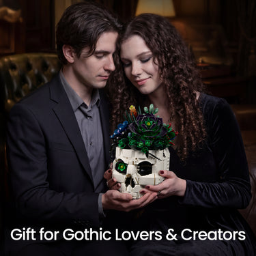 Gothic Skull Succulent Bouquet Building Block Set