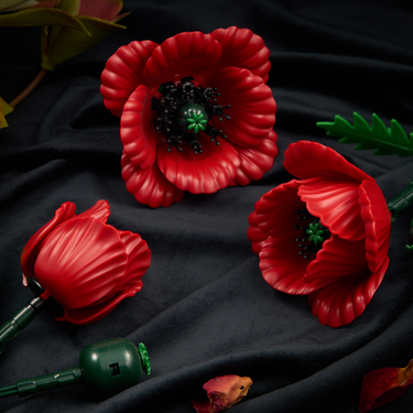 Red Poppy Flower Bouquet Building Set