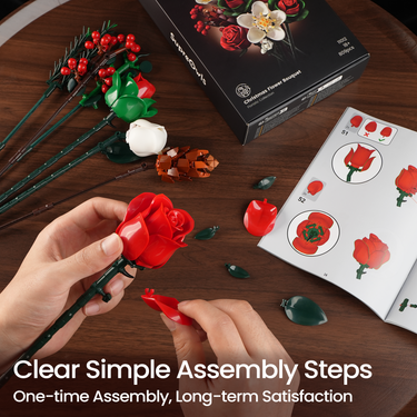 Christmas Rose Brick Bouquet Building Block Set for Home Decor