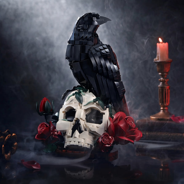 Gothic Raven and Skull Art Building Set